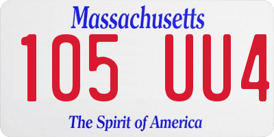 MA license plate 105UU4
