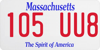 MA license plate 105UU8