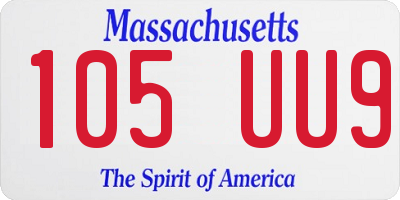 MA license plate 105UU9