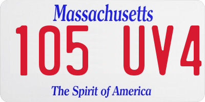 MA license plate 105UV4