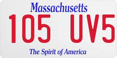 MA license plate 105UV5