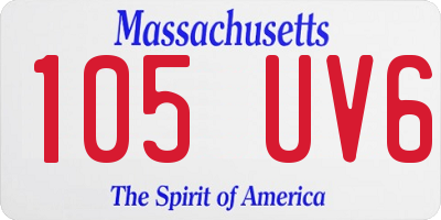 MA license plate 105UV6