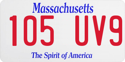MA license plate 105UV9