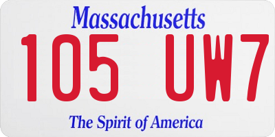 MA license plate 105UW7