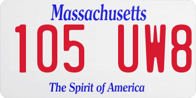 MA license plate 105UW8