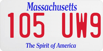 MA license plate 105UW9