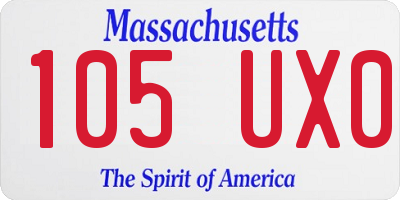MA license plate 105UX0