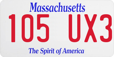 MA license plate 105UX3