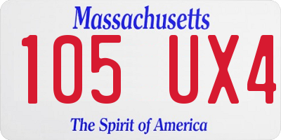 MA license plate 105UX4