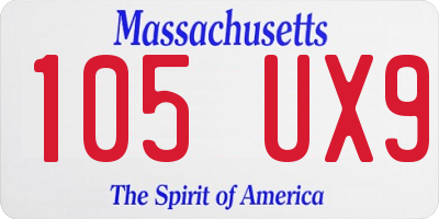 MA license plate 105UX9