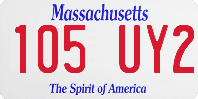 MA license plate 105UY2