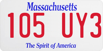 MA license plate 105UY3