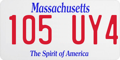 MA license plate 105UY4