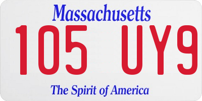 MA license plate 105UY9
