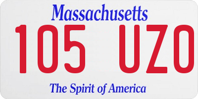 MA license plate 105UZ0
