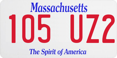 MA license plate 105UZ2