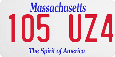 MA license plate 105UZ4