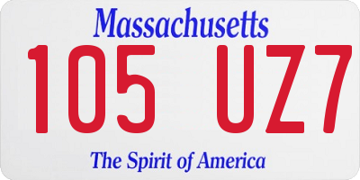 MA license plate 105UZ7