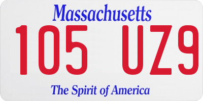 MA license plate 105UZ9