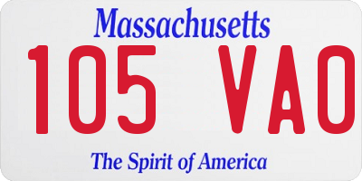 MA license plate 105VA0