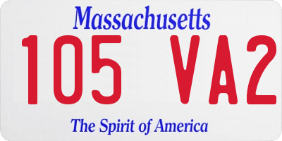 MA license plate 105VA2