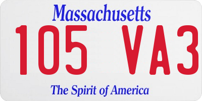 MA license plate 105VA3