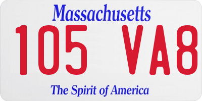 MA license plate 105VA8
