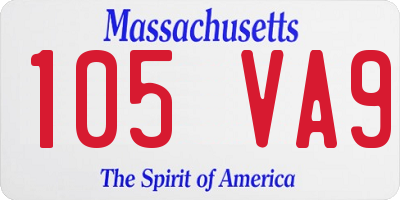 MA license plate 105VA9