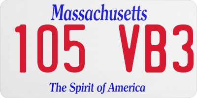 MA license plate 105VB3