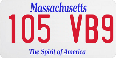 MA license plate 105VB9