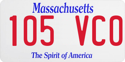 MA license plate 105VC0