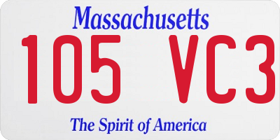 MA license plate 105VC3