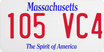 MA license plate 105VC4