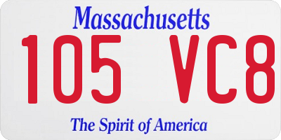 MA license plate 105VC8