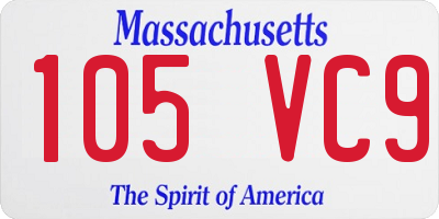 MA license plate 105VC9