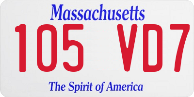 MA license plate 105VD7