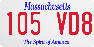 MA license plate 105VD8