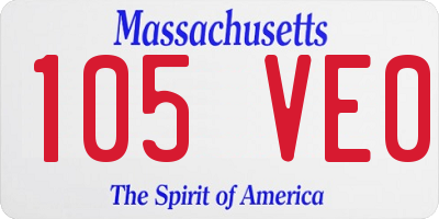 MA license plate 105VE0