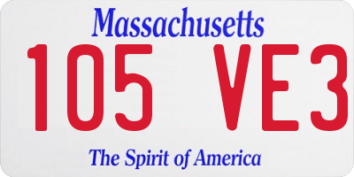 MA license plate 105VE3