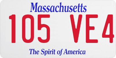 MA license plate 105VE4