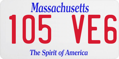 MA license plate 105VE6