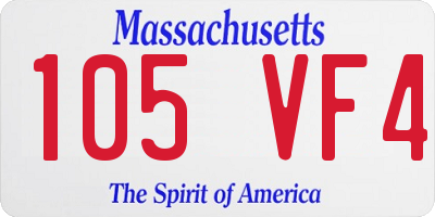 MA license plate 105VF4