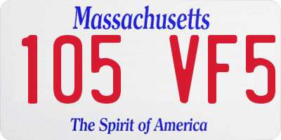 MA license plate 105VF5
