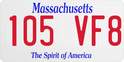 MA license plate 105VF8