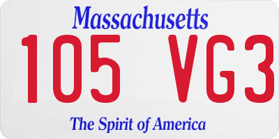 MA license plate 105VG3