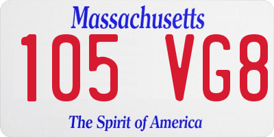 MA license plate 105VG8