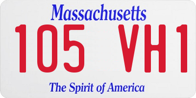 MA license plate 105VH1
