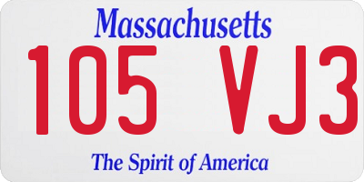 MA license plate 105VJ3