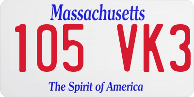 MA license plate 105VK3