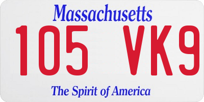 MA license plate 105VK9